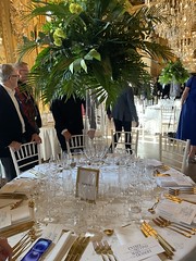 Table set in golden foyer